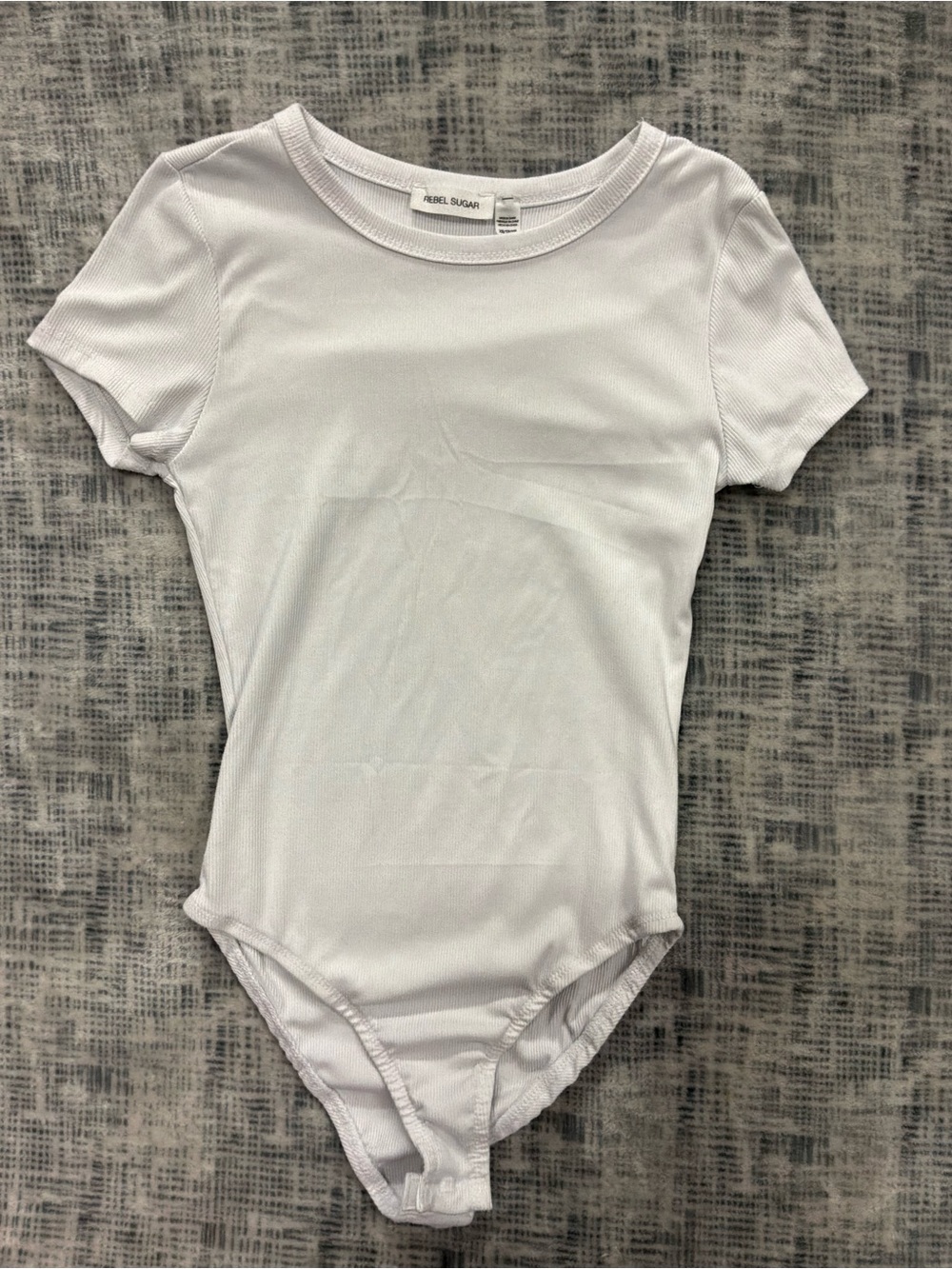 Rebel Sugar White Ribbed Short-Sleeve Bodysuit